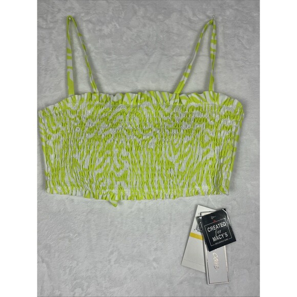 Salt + Cove Tankini Top Swimwear Smocked Green White Size Medium NEW - Picture 1 of 6